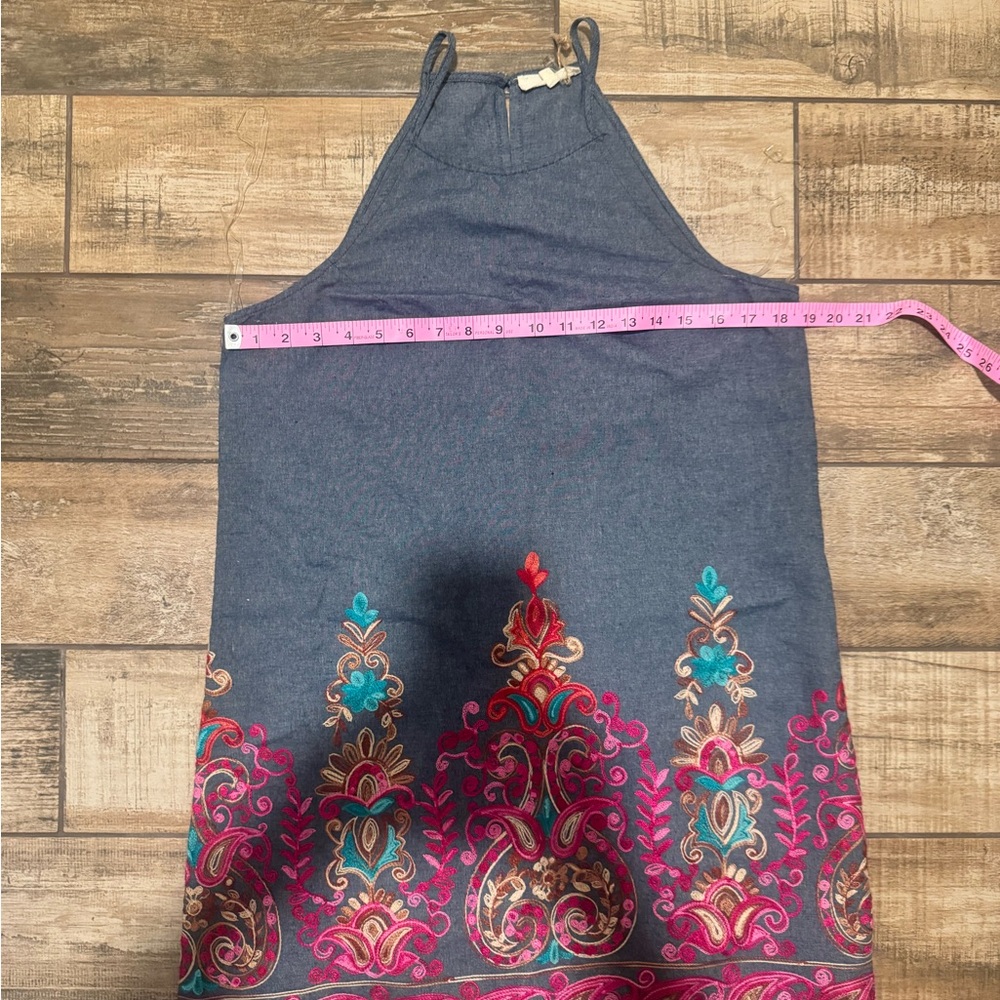 Entro Embroidered Halter Mini Dress Size Large - Picture 6 of 6